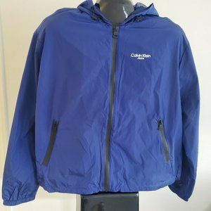 Calvin Klein Jeans Men's Full Zip Hooded Windbreaker Jacket Blue XXL